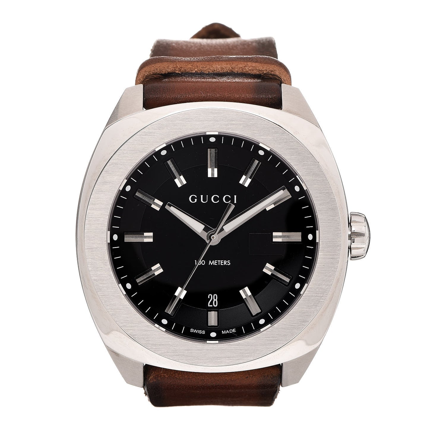Stainless Steel Calfskin 44mm GG2570 Toscano Quartz Watch Black
