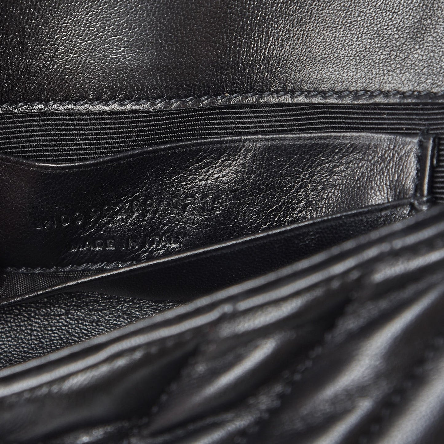 Grained Calfskin Matelasse Chevron Monogram Classic Baby Chain Bag Black