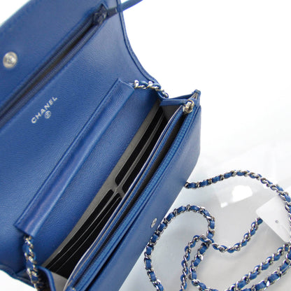 Chanel Caviar Wallet on Chain WOC Blue 4 of 6