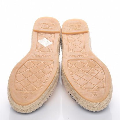 Chanel Lambskin CC Espadrilles 40 Beige Black 5 of 8