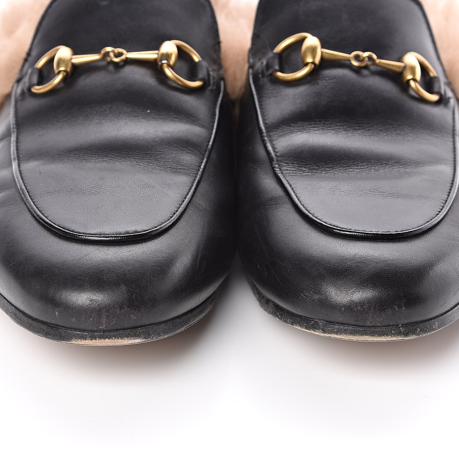Gucci Calfskin Fur Womens Princetown Slippers 37.5 Black 9 of 10