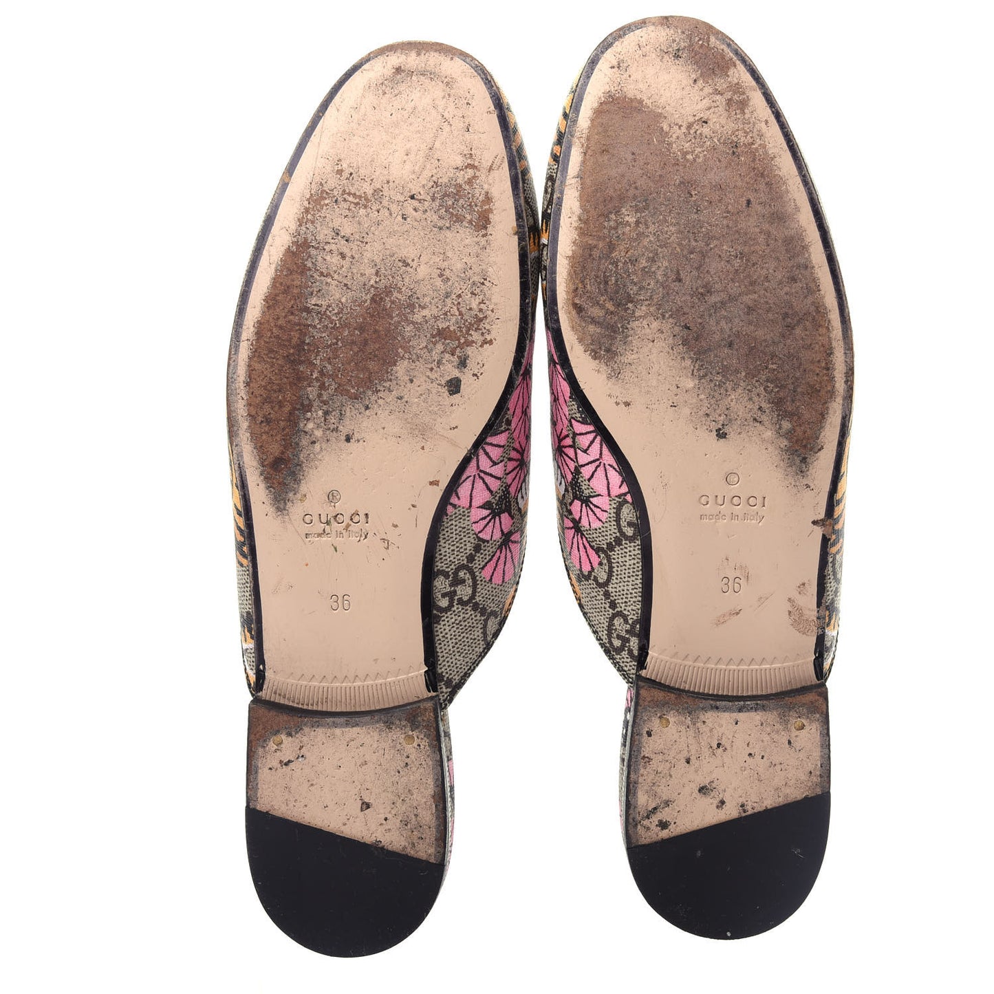 GG Supreme Monogram Bengal Womens Princetown Slippers 36 Beige Crop Pink