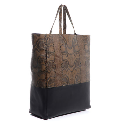 Celine Python Embossed Vertical Bi-Cabas Khaki Black 3 of 9
