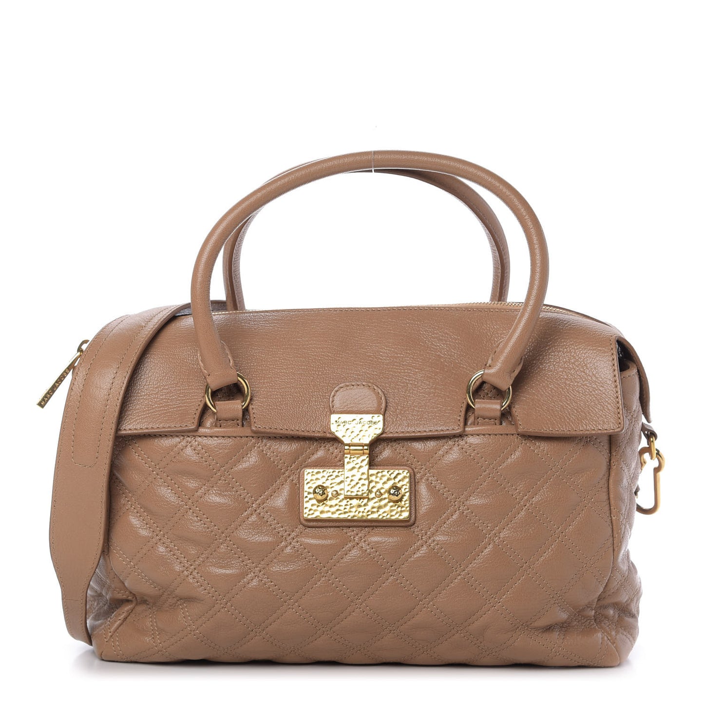 Calfskin Quilted Flap Shoulder Bag Taupe