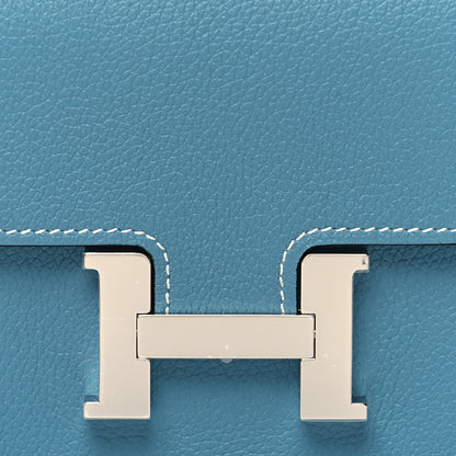 Hermes Evercolor Constance Slim Wallet Blue Jean 10 of 11