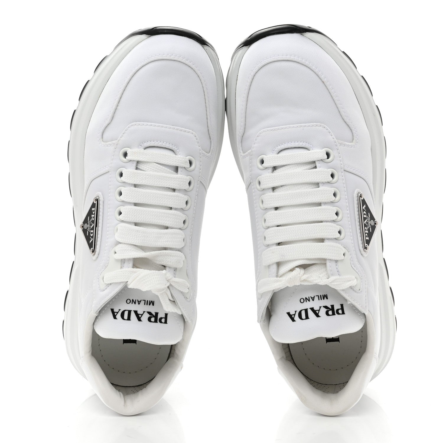 Prada Re-Nylon Spazzolato Metal Triangle Logo Womens Prax 01 45mm Sneakers 37 White Black 2 of 10