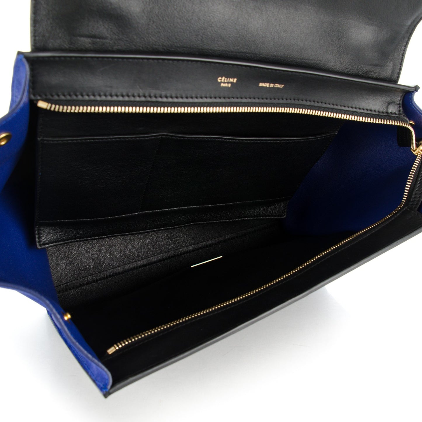 Smooth Calfskin Suede Medium Tri-Color Trapeze Indigo
