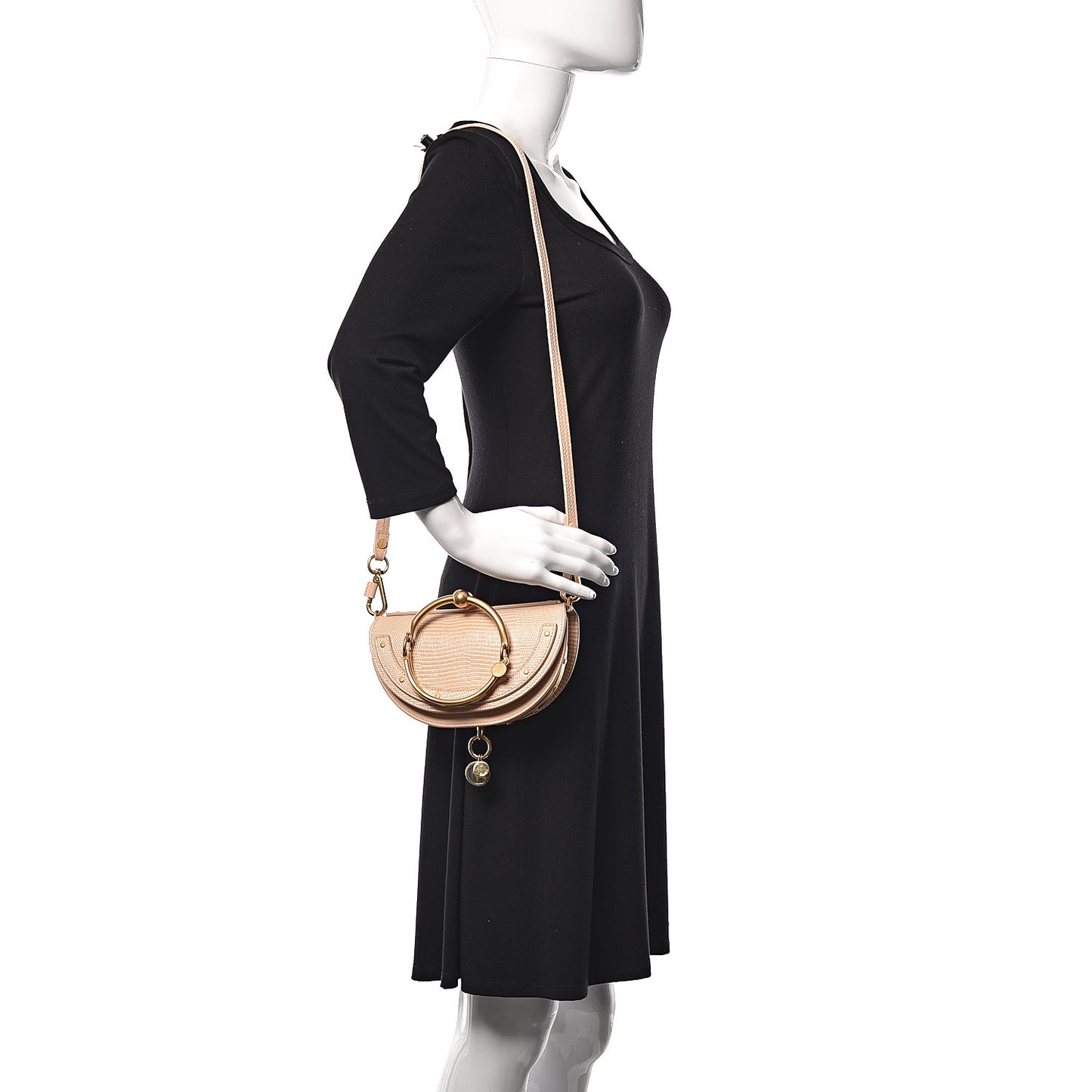 Calfskin Lizard Embossed Nile Bracelet Minaudiere Bag Pink