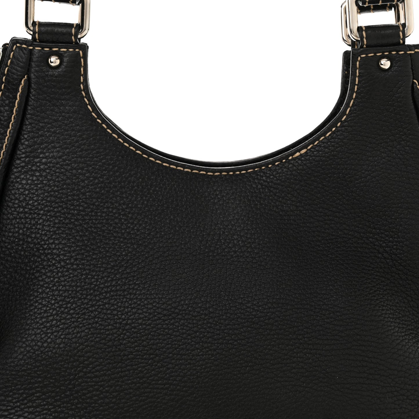 Grained Calfskin Tassel Hobo Black