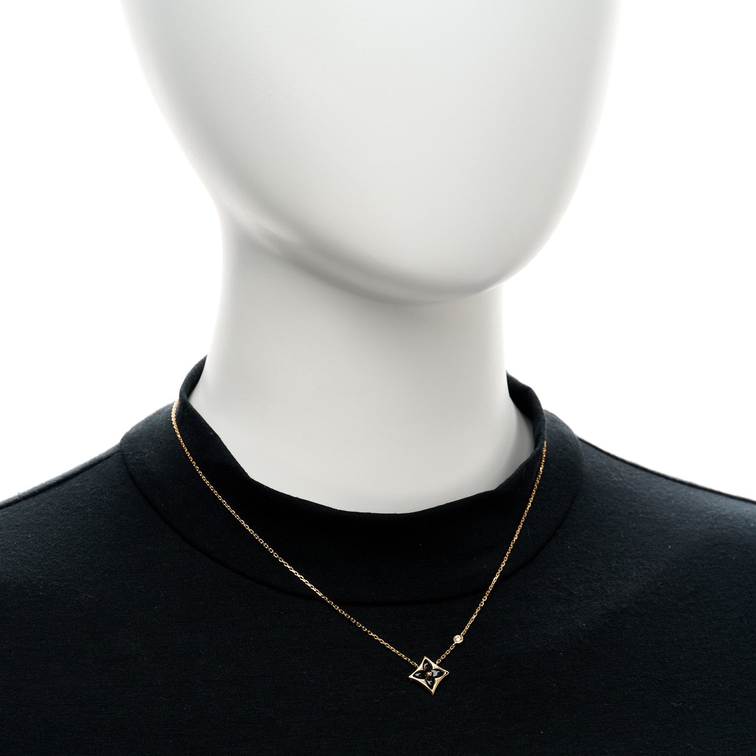 Louis Vuitton 18K Yellow Gold Diamond Black Onyx Color Blossom BB Star Pendant Necklace 2 of 5