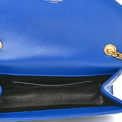 Saint Laurent SAINT LAURENT Lambskin Matelasse Chevron Small Monogram Satchel Royal Blue 5 of 11