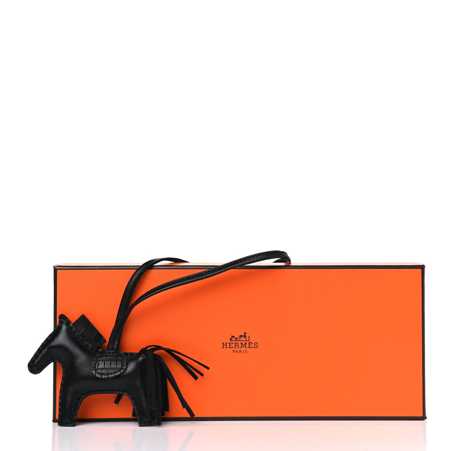 Hermes Milo Lambskin Matte Alligator Touch Grigri Rodeo Horse Bag Charm PM So Black 4 of 4