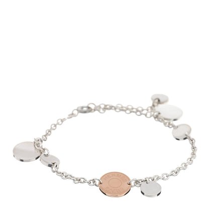 Hermes Sterling Silver 18K Rose Gold PM Ex-Libris Bracelet ST 1 of 4