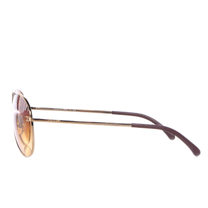 Chanel Titanium Lambskin CC Aviator Sunglasses 4189-T-Q Gold 2 of 8