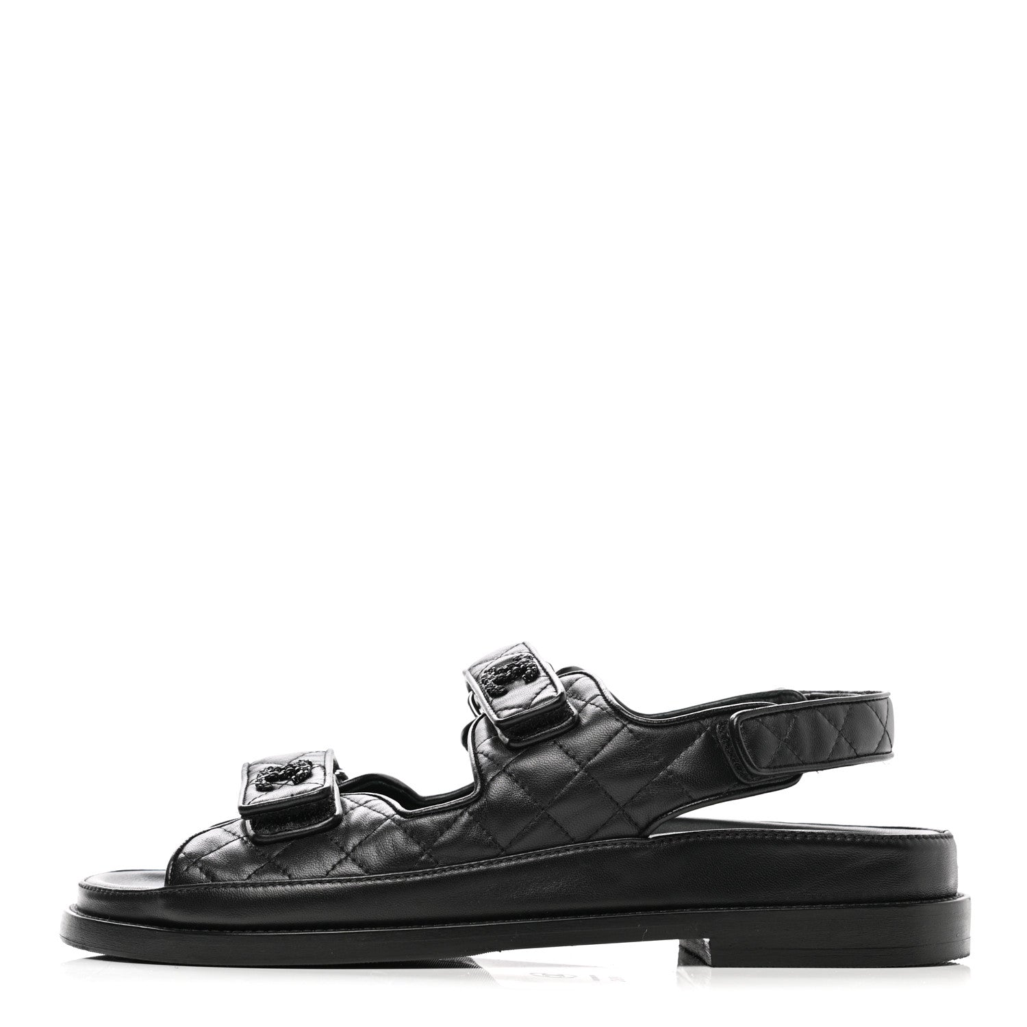 Chanel Lambskin Velcro Dad Sandals 40.5 Black 1 of 9