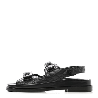 Chanel Lambskin Velcro Dad Sandals 40.5 Black 1 of 9