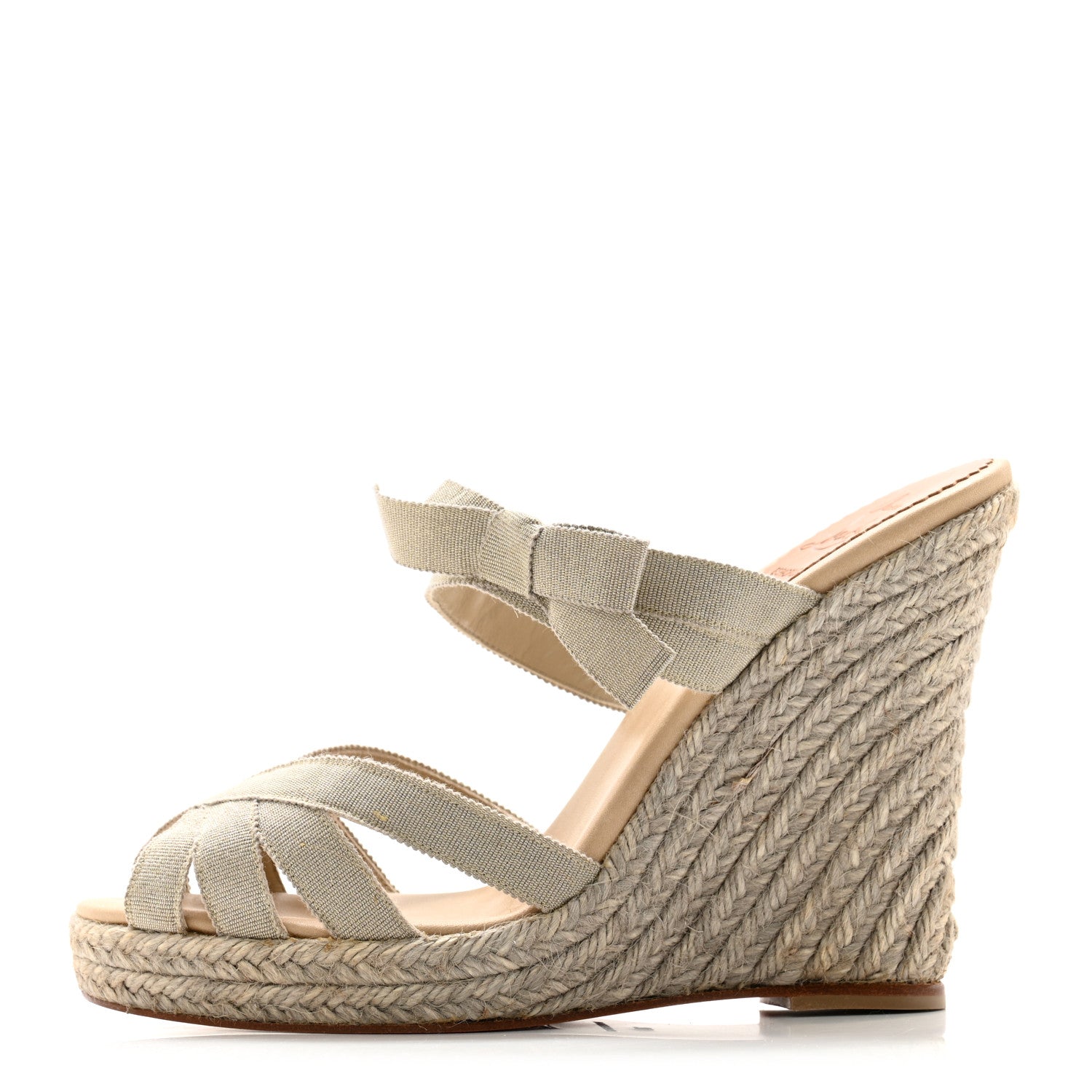 Christian Louboutin Metallic Ribbon Rope Delfin 120 Espadrille Wedges 38 Antic Silver Grezzo 1 of 9