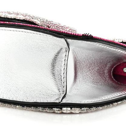 Valentino Garavani Swarovski Crystal Embroidered Vlogo Small Loco Shoulder Bag Crystal Magenta Silver 7 of 11