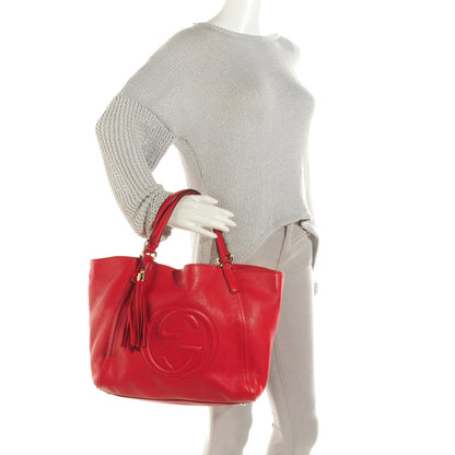 Gucci Pebbled Calfskin Medium Soho Shoulder Bag Red 2 of 10