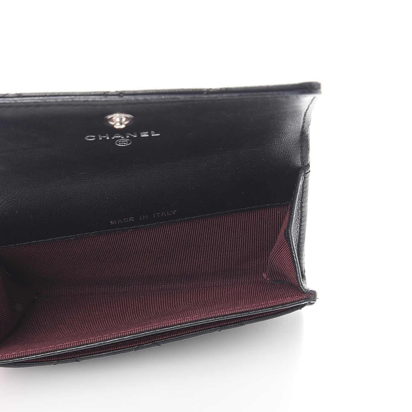 Lambskin Quilted Flap Card Holder Black