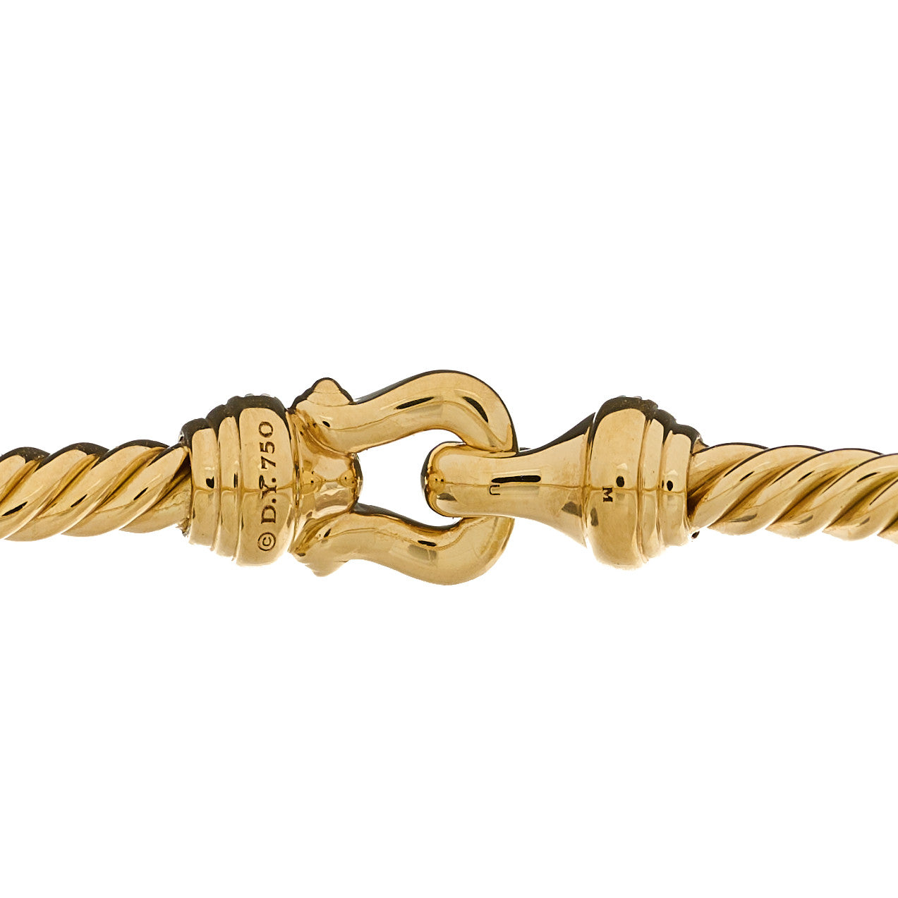 David Yurman 18K Yellow Gold Diamond 3.5mm Cable Buckle Bracelet 3 of 4