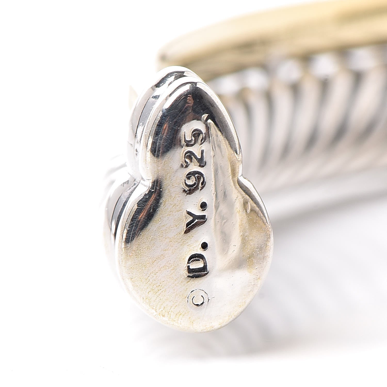 David Yurman Sterling Silver 18K Yellow Gold 5mm Crossover Cuff Bracelet 4 of 5