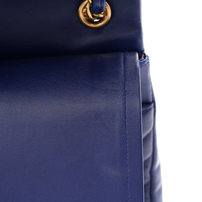 Chanel Lambskin Chevron Quilted Jumbo Double Flap Blue 13 of 15