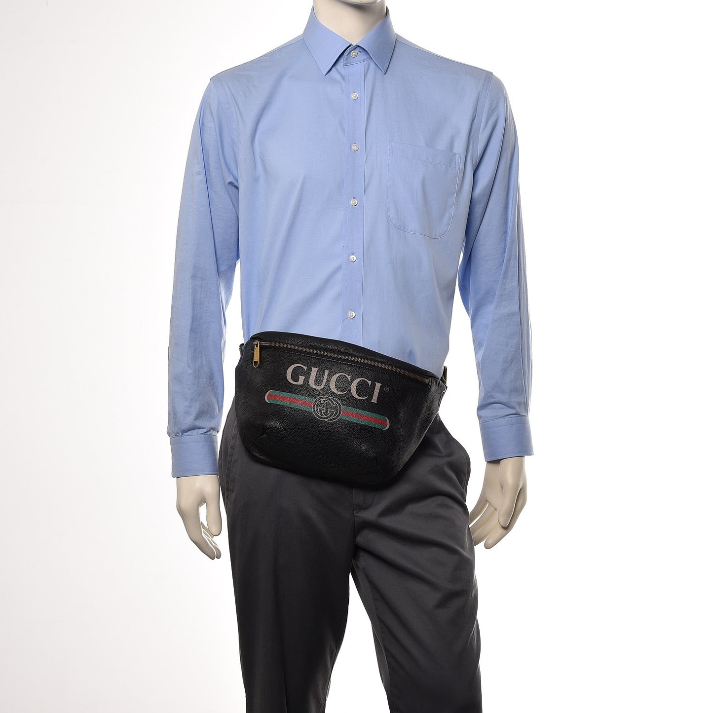 Grained Calfskin Logo Belt Bag Black