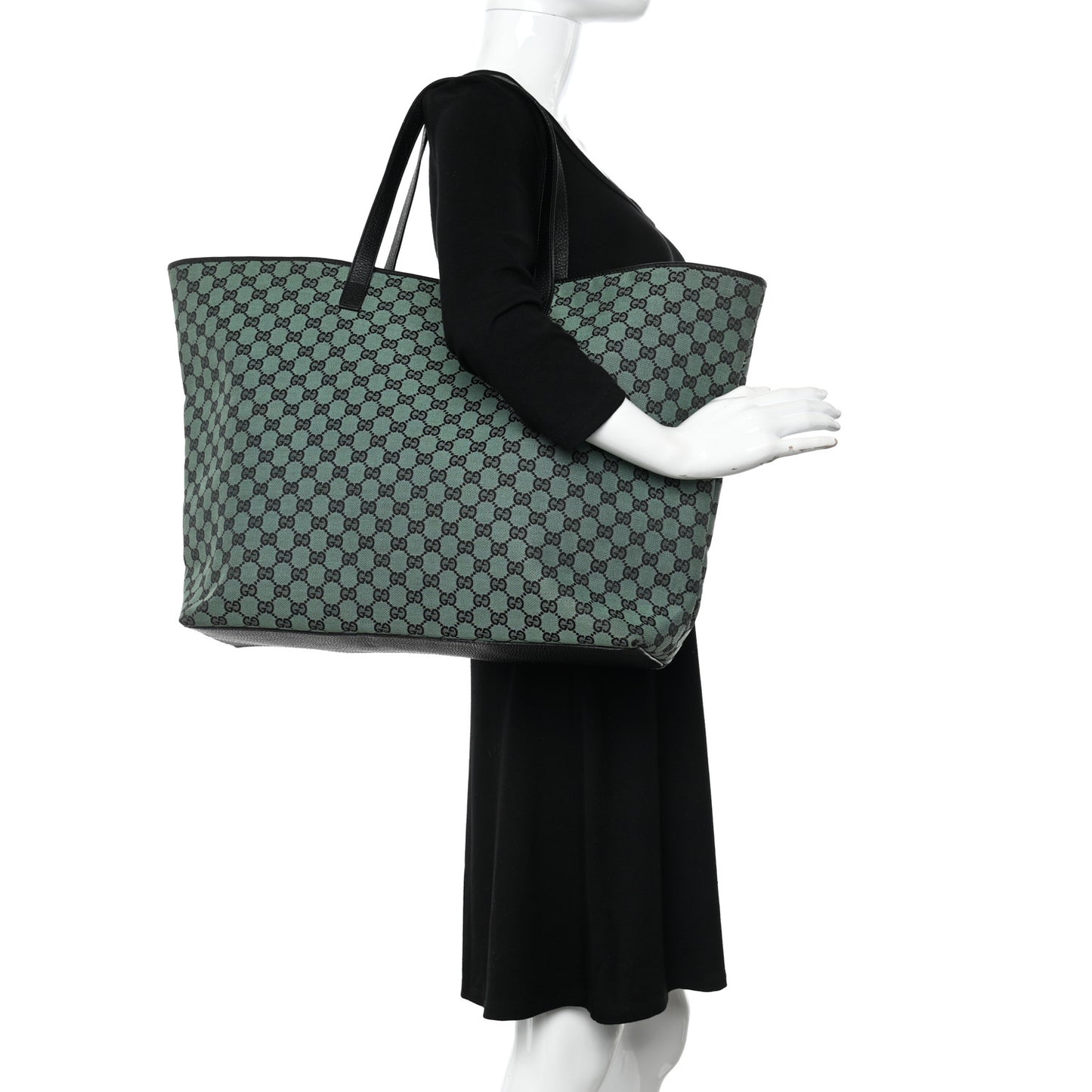 Metallic Monogram XL Shopper Tote Green