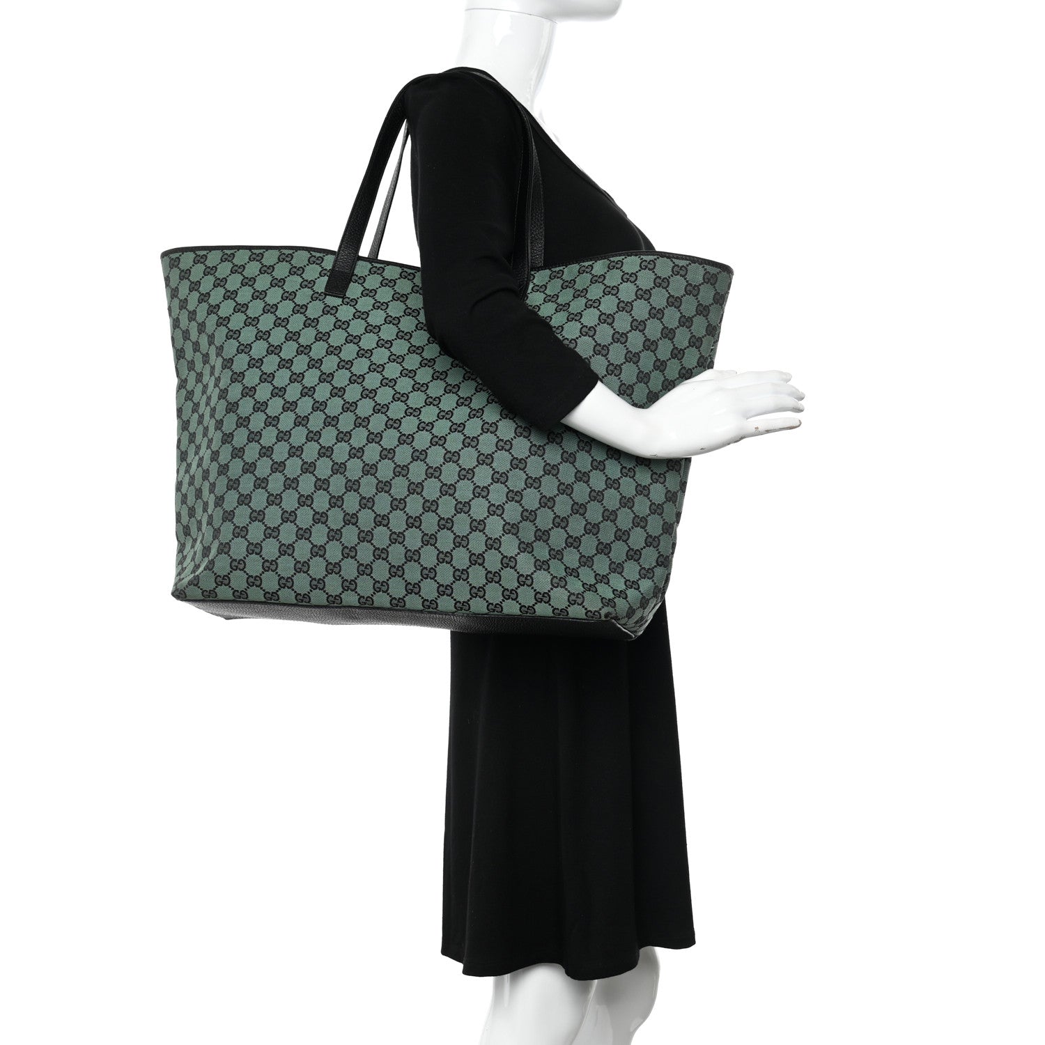 Gucci Metallic Monogram XL Shopper Tote Green 2 of 13