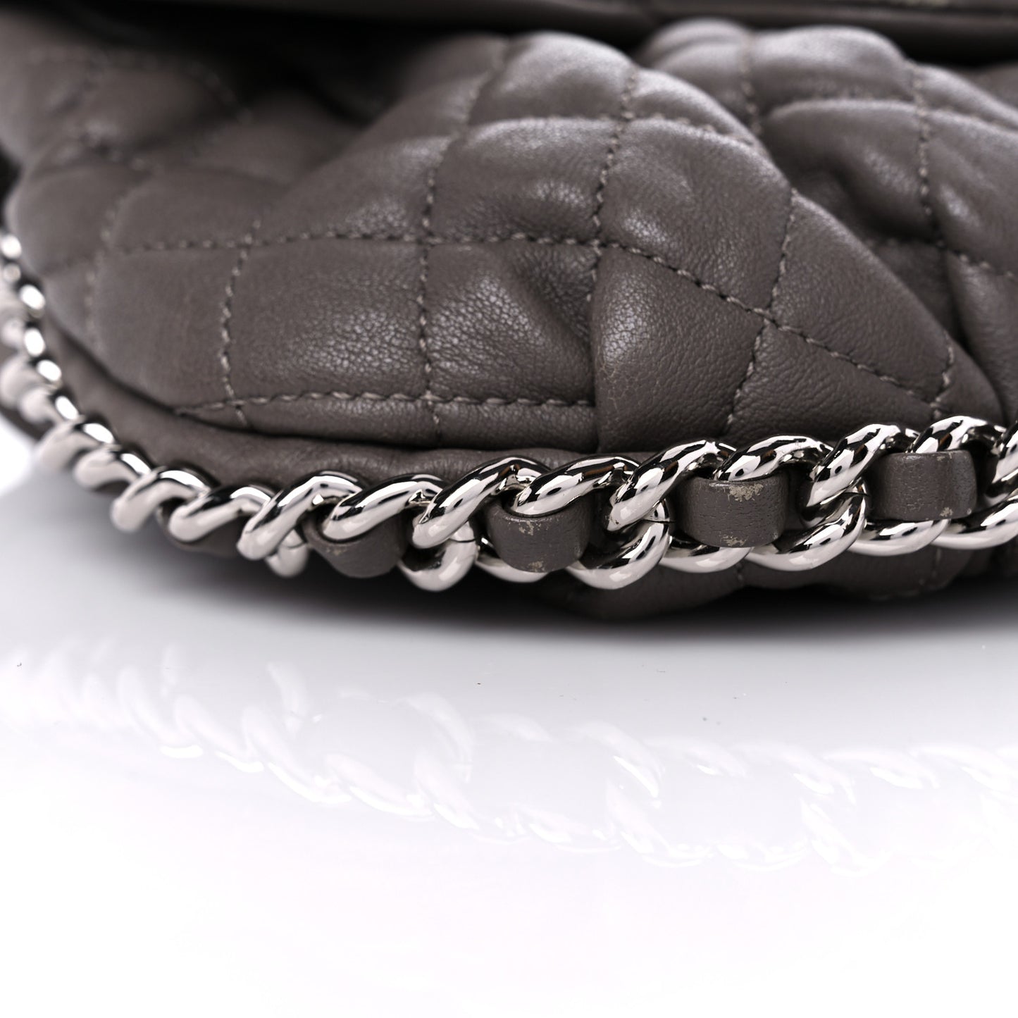 Washed Lambskin Quilted Mini Chain Around Flap Taupe