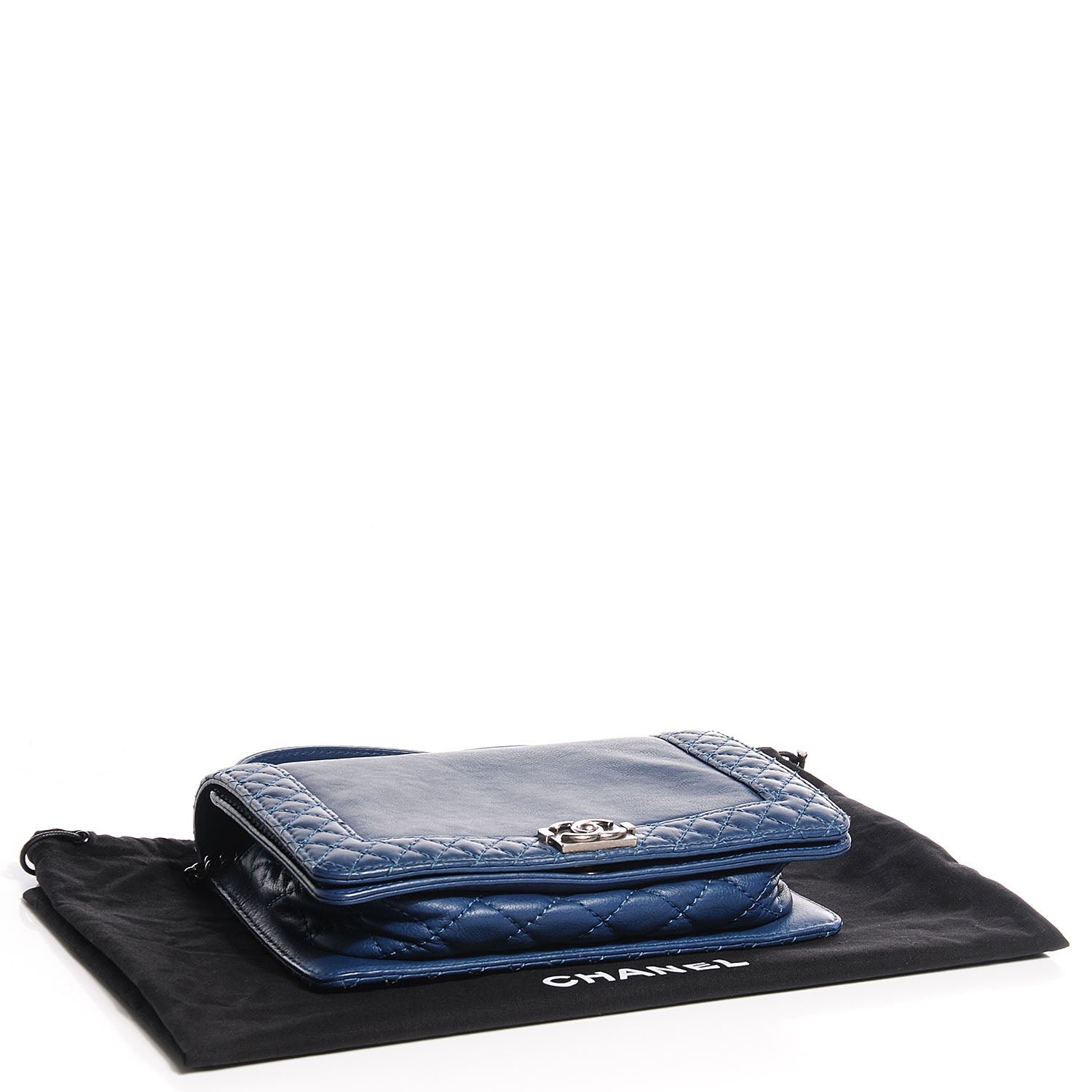 Chanel Calfskin Small Boy Reverso Flap Dark Blue 4 of 14