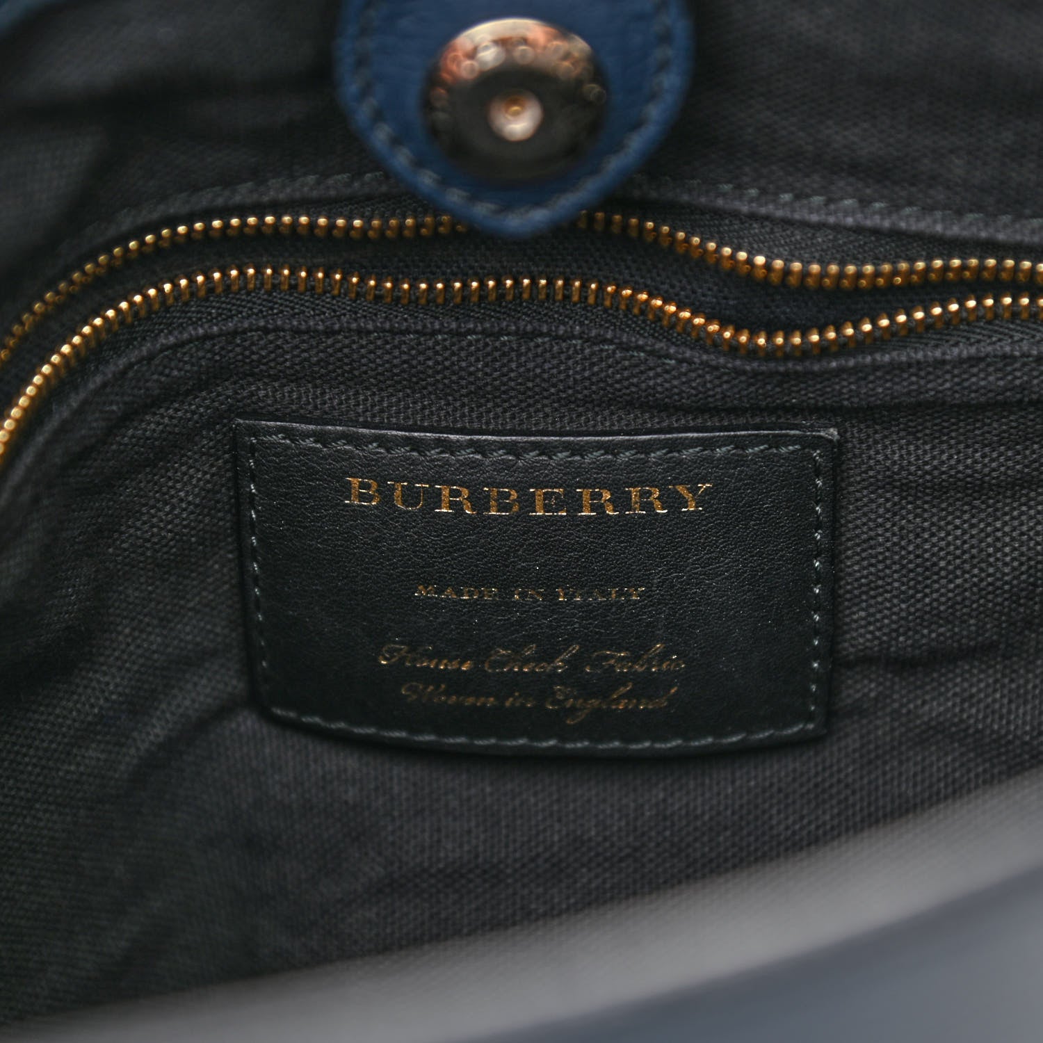 Burberry Grainy Calfskin House Check Medium Banner Tote Ink Blue 6 of 16