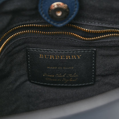 Burberry Grainy Calfskin House Check Medium Banner Tote Ink Blue 6 of 16