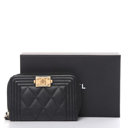 Chanel Caviar Quilted Boy Zip Around Coin Purse Wallet Black 8 of 8
