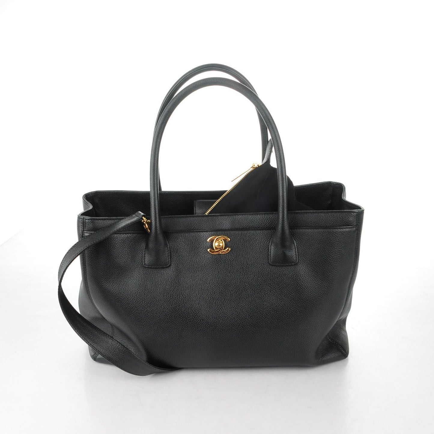 Calfskin Cerf Executive Shopper Tote Black