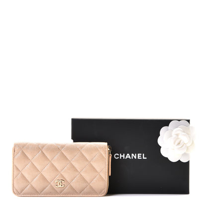 Chanel Iridescent Caviar Quilted Medium Zip Around Wallet Beige 5 of 5