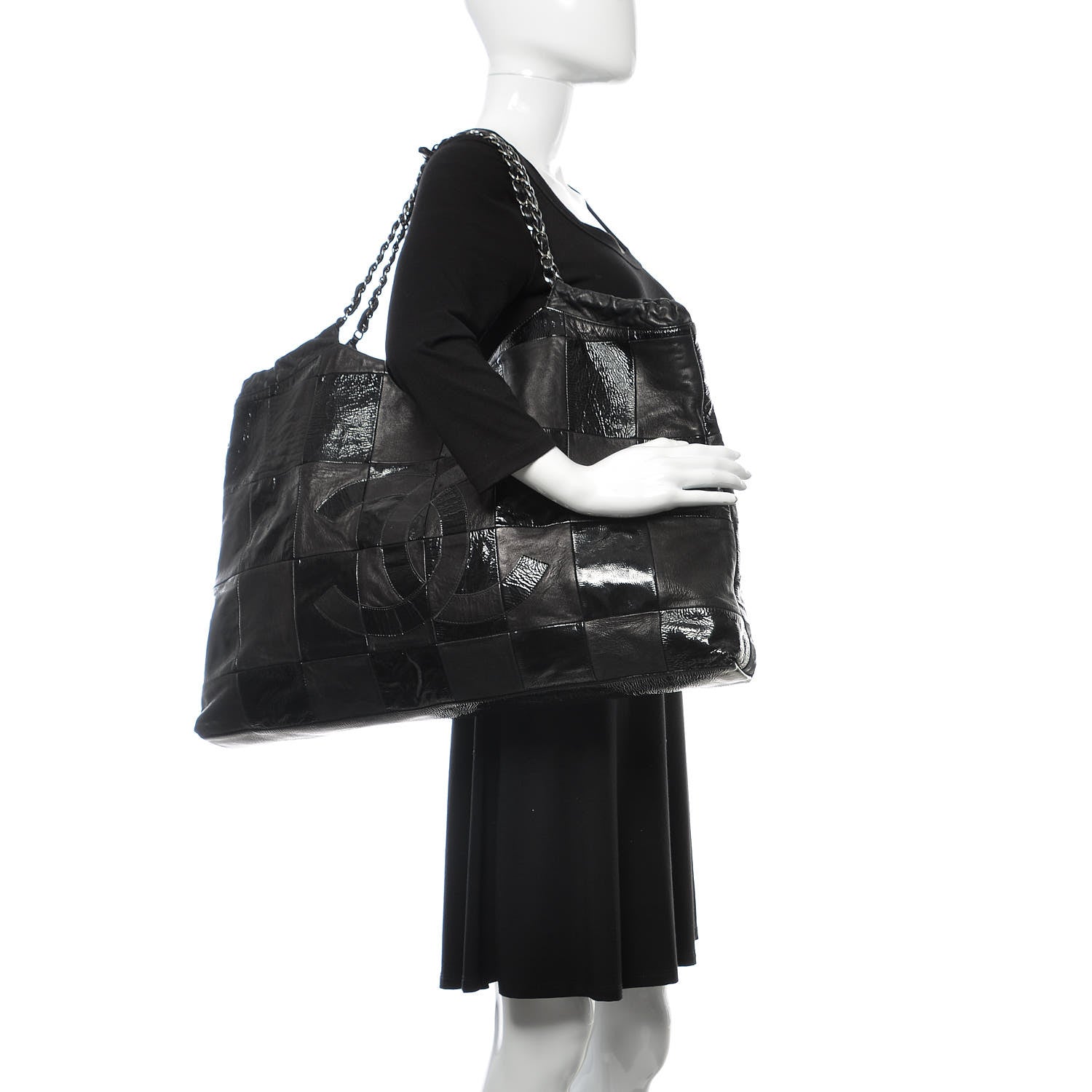 Chanel Patent Patchwork Large Brooklyn Tote Black 2 of 15