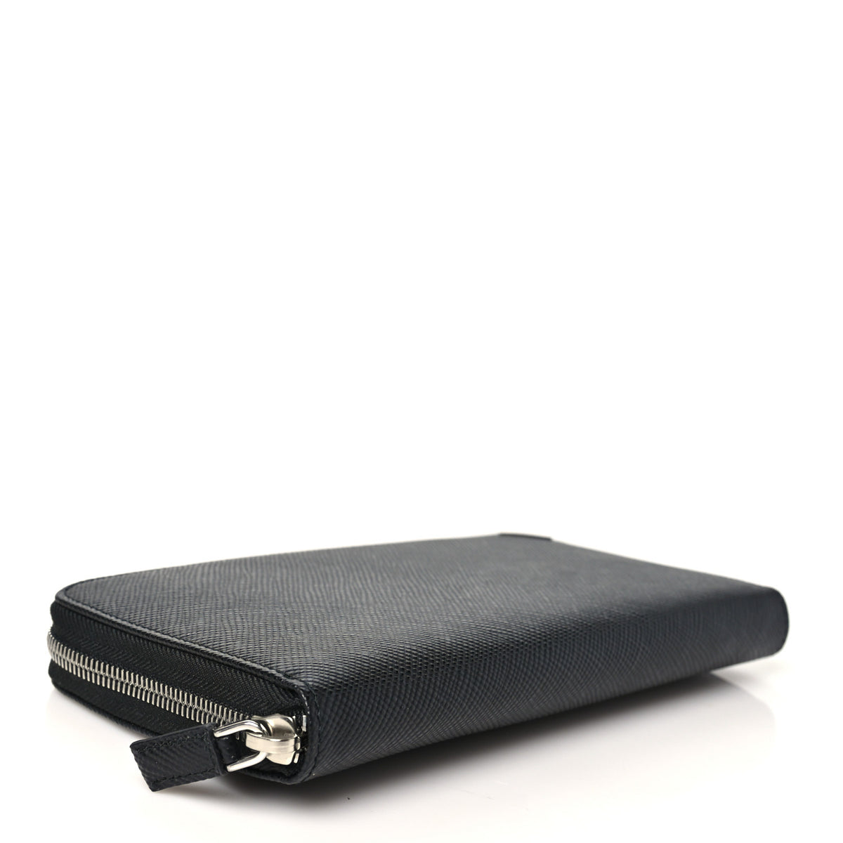 Prada Saffiano Metal Large Zip Around Travel Wallet Black 4 of 9