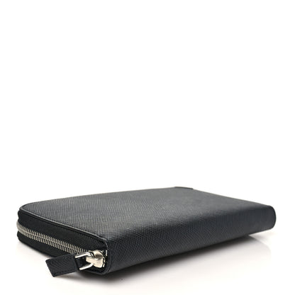 Prada Saffiano Metal Large Zip Around Travel Wallet Black 4 of 9