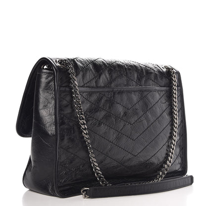 Saint Laurent Crinkled Calfskin Matelasse Monogram Large Niki Chain Satchel Black 3 of 9