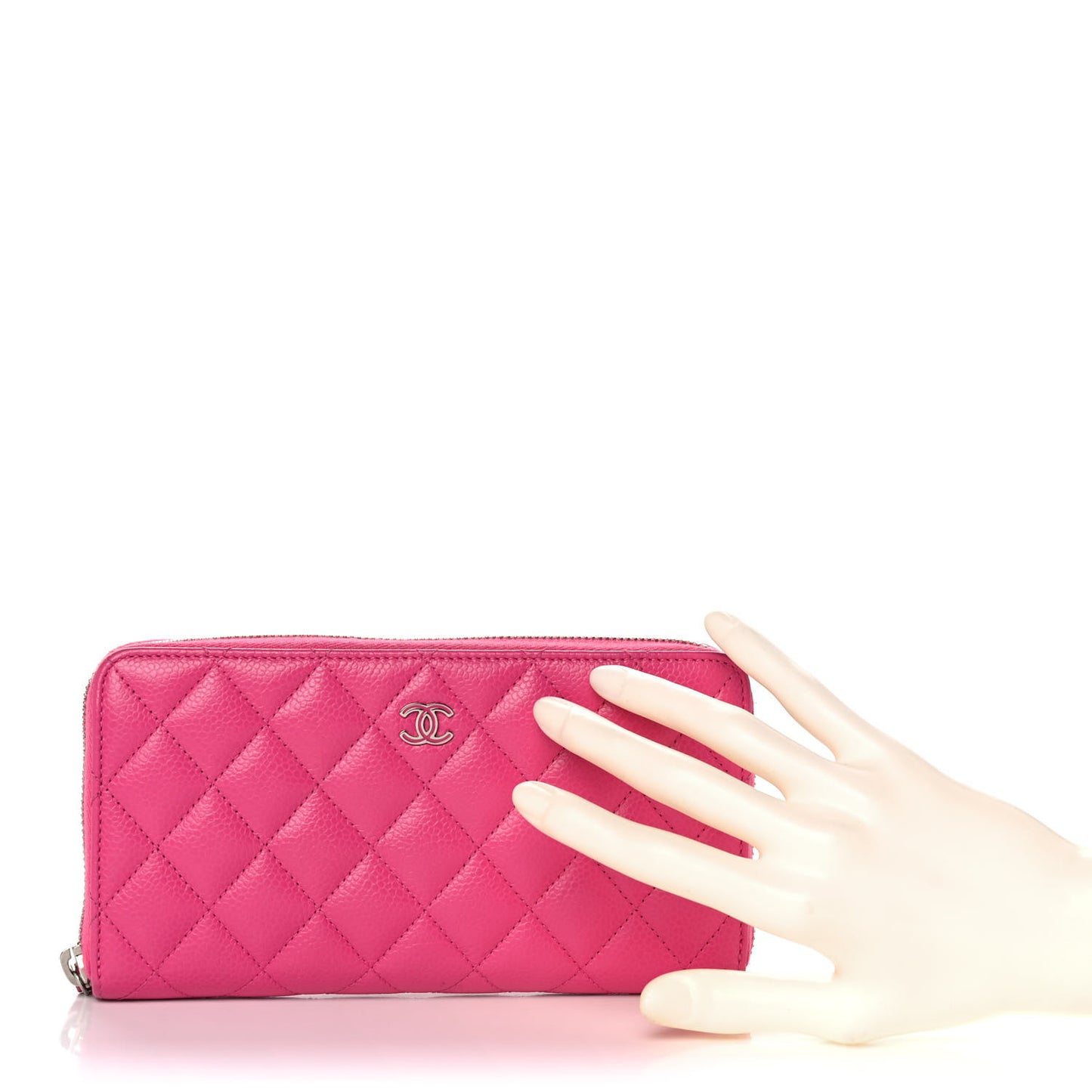 Caviar Quilted Large Gusset Zip Around Wallet Pink
