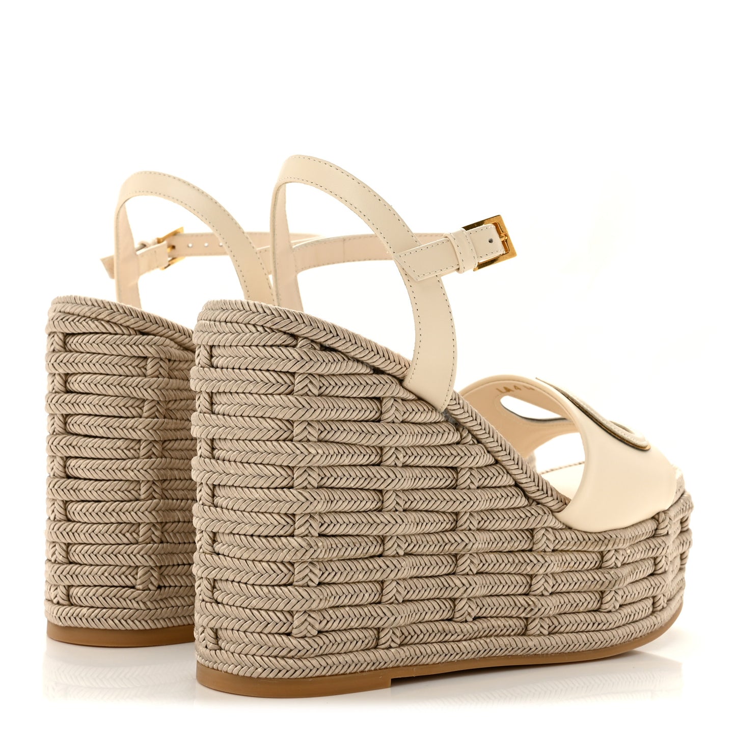 Nappa VLogo Torchon 130mm Platform Wedge Sandals 36 Ivory
