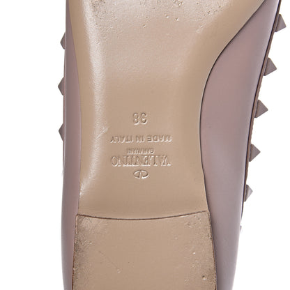 Valentino Garavani Calfskin Lacquered Monochrome Rockstud Ballerina Flats 38 Poudre 7 of 10