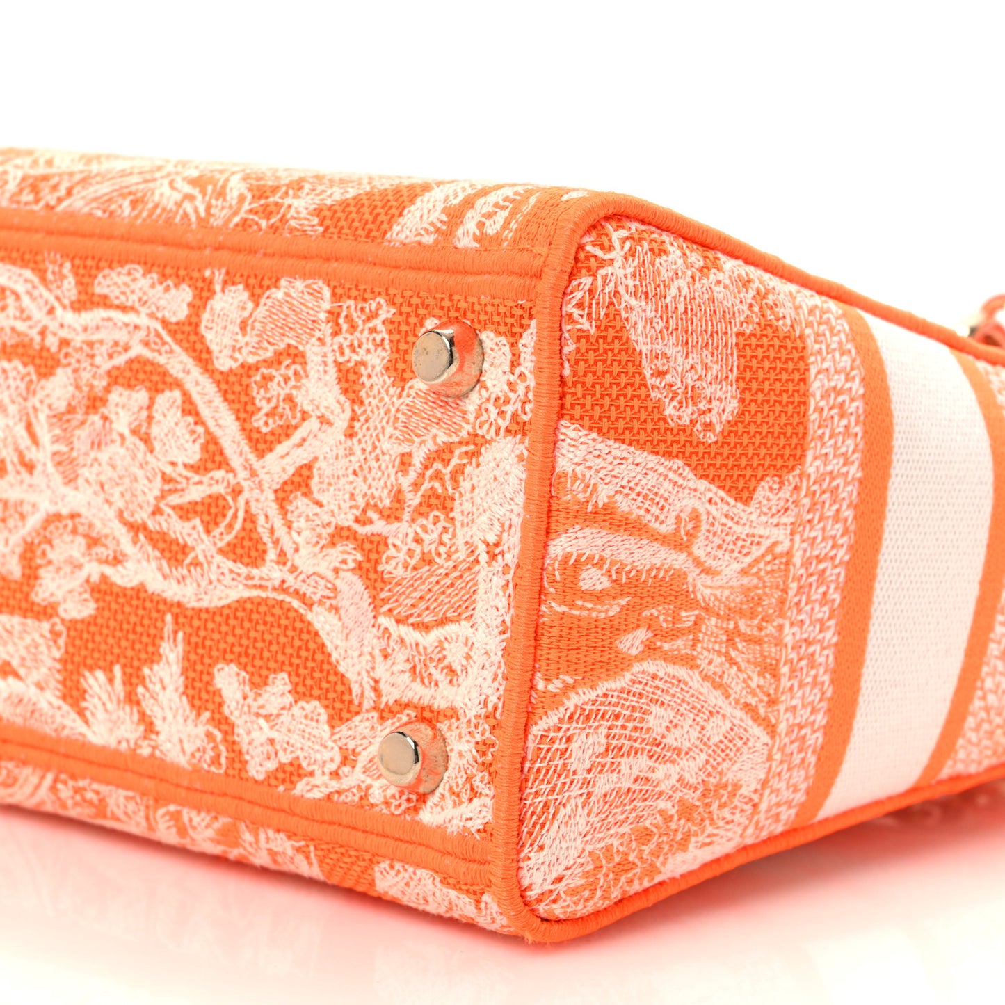 Canvas Toile De Jouy Reverse Embroidered Medium Lady D-Lite Fluorescent Orange