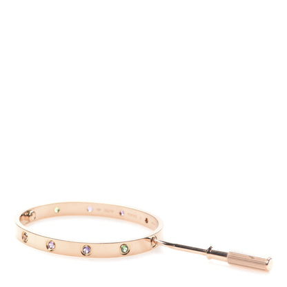 Cartier 18K Pink Gold Sapphire Garnet Amethyst LOVE Bracelet 17 4 of 7