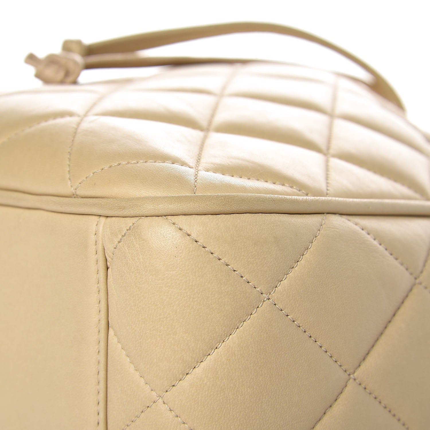 Chanel Lambskin Quilted Drawstring Shoulder Bag Beige 10 of 13
