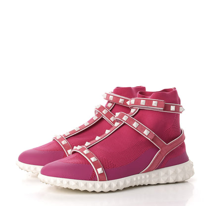 Valentino Garavani Body Tech Knit Free Rockstud Sock High Top Sneakers 39 Shadow Pink White 3 of 7