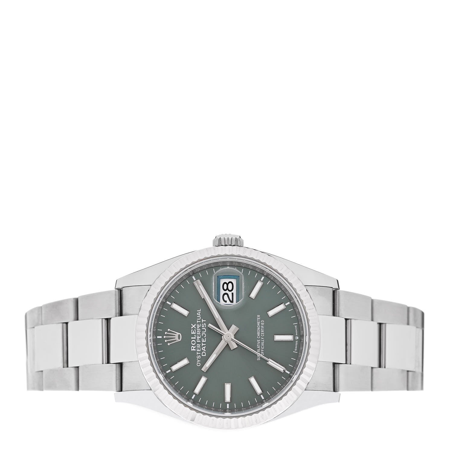Rolex Stainless Steel 18K White Gold 36mm Oyster Perpetual Datejust Watch Mint Green 126234 2 of 5