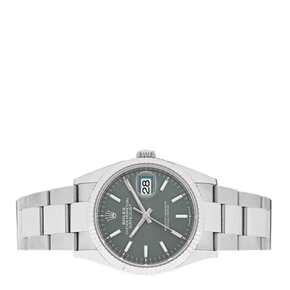 Rolex Stainless Steel 18K White Gold 36mm Oyster Perpetual Datejust Watch Mint Green 126234 2 of 5